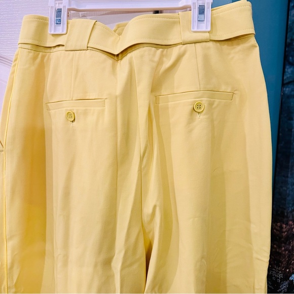 NWT $445 Tanya Taylor Pant Size 8 Daffodil Yellow High Waist Straight Leg - Picture 5 of 10
